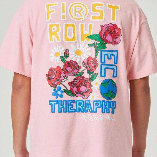 Men's Shirts - Tee's Mens Pink Flower Embo/Puff Tee Shirt