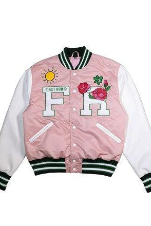 Men's Jackets Mens Pink Spring Varsity Jacket