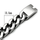 Men's polished stainless steel bracelet with 18.6mm wide links for a sleek style