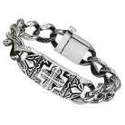 Men's polished stainless steel bracelet with intricate design and secure clasp for durable wear