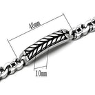 Men's polished steel bracelet featuring a braided design and precise measurements for a stylish look