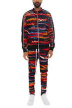 Mens Print Full Zip Track Suit Set - VacationGrabs