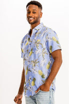 Men's Shirts Mens Print Hawaiian Shirt Multi Light Blue And Yellow