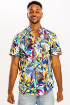 Men's Shirts Mens Purple Floral Multi Print Hawaiian Shirt