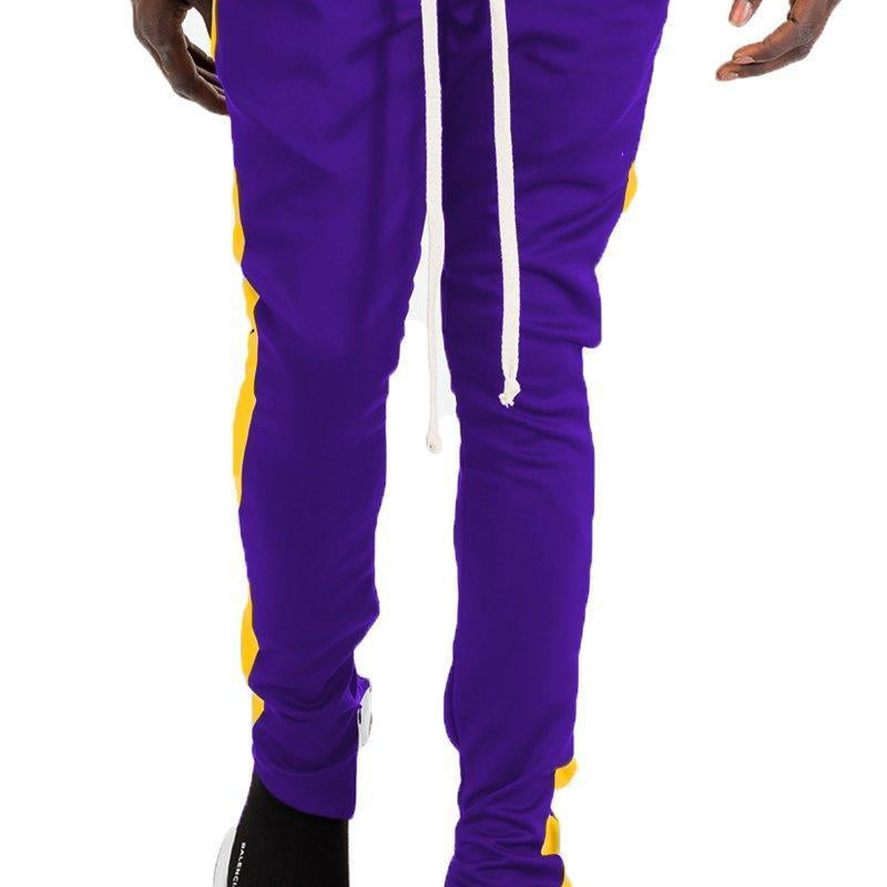 Men's Pants - Joggers Mens Purple Yellow Track Slim Fit Track Pants