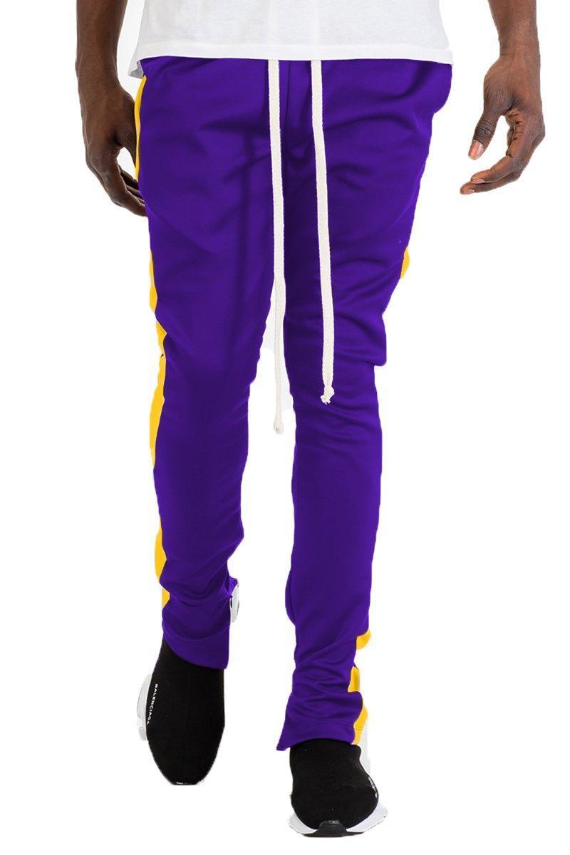 Men's Pants - Joggers Mens Purple Yellow Track Slim Fit Track Pants