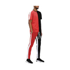 Mens Red Black Two Way Split Tshirt Pants Set - VacationGrabs