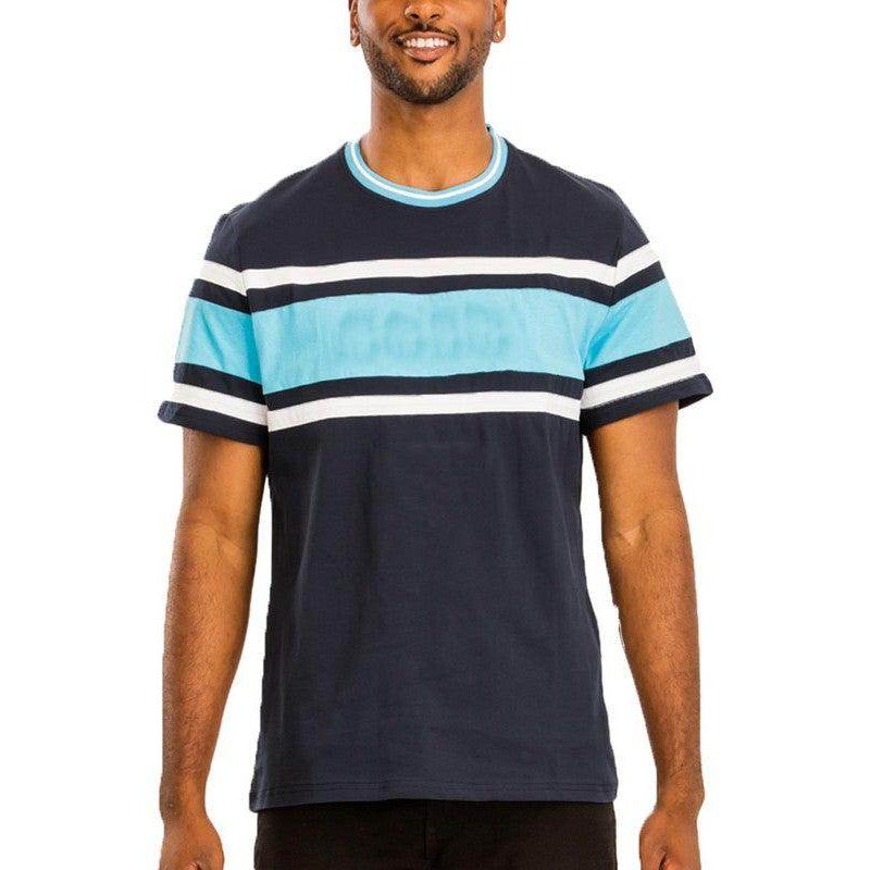 Mens Red Chest Tri Color Block T-shirt - VacationGrabs