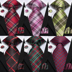 Mens red necktie with plaid patterns, perfect for formal occasions