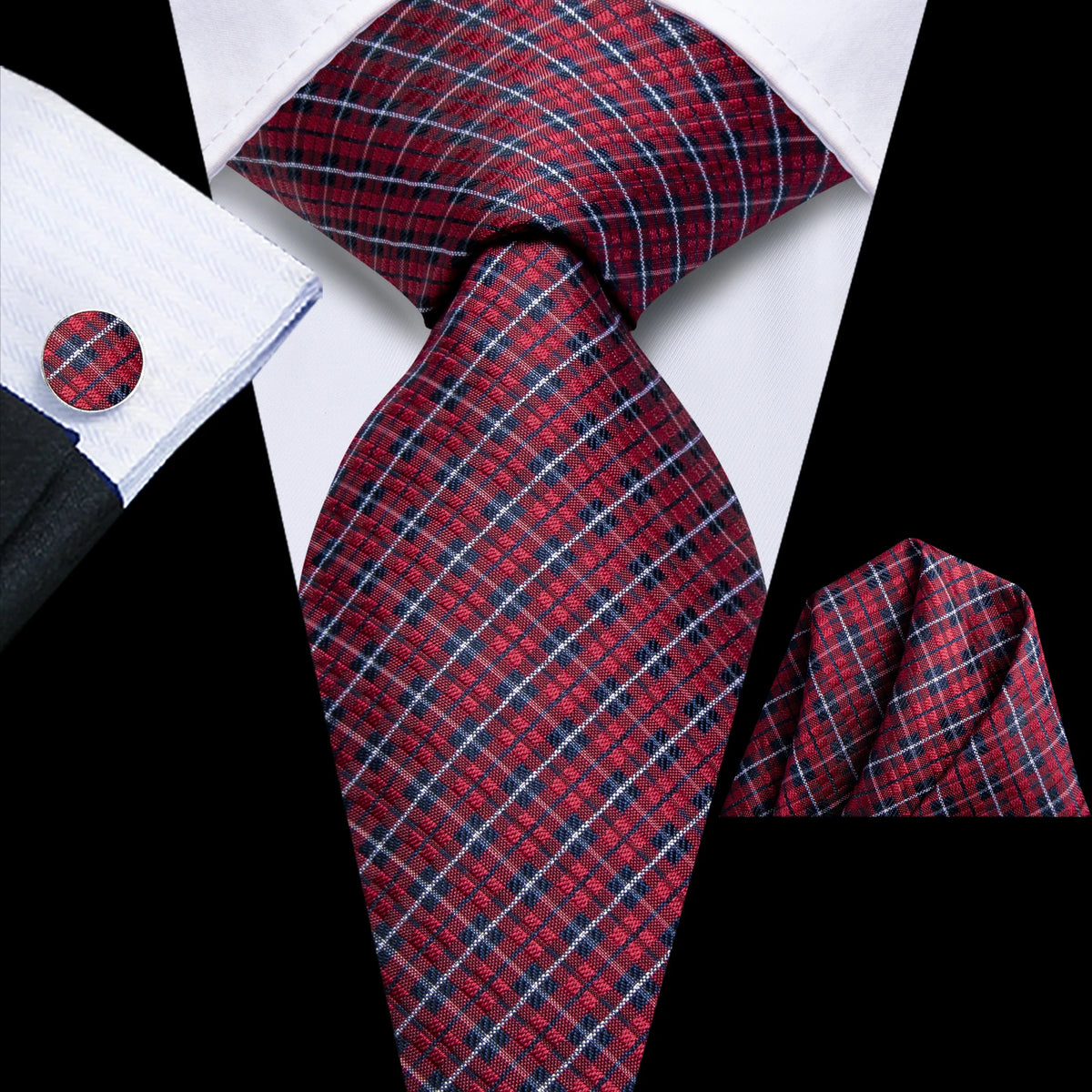 mens red necktie with stylish plaid pattern for formal occasions