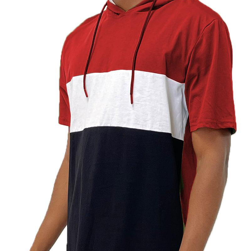 Men's Shirts - Tee's Mens Red Tri Color Block TShirt