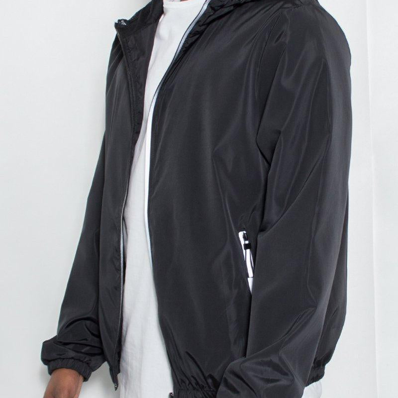 Men's Jackets Mens Reflective Zip Black Windbreaker Jacket