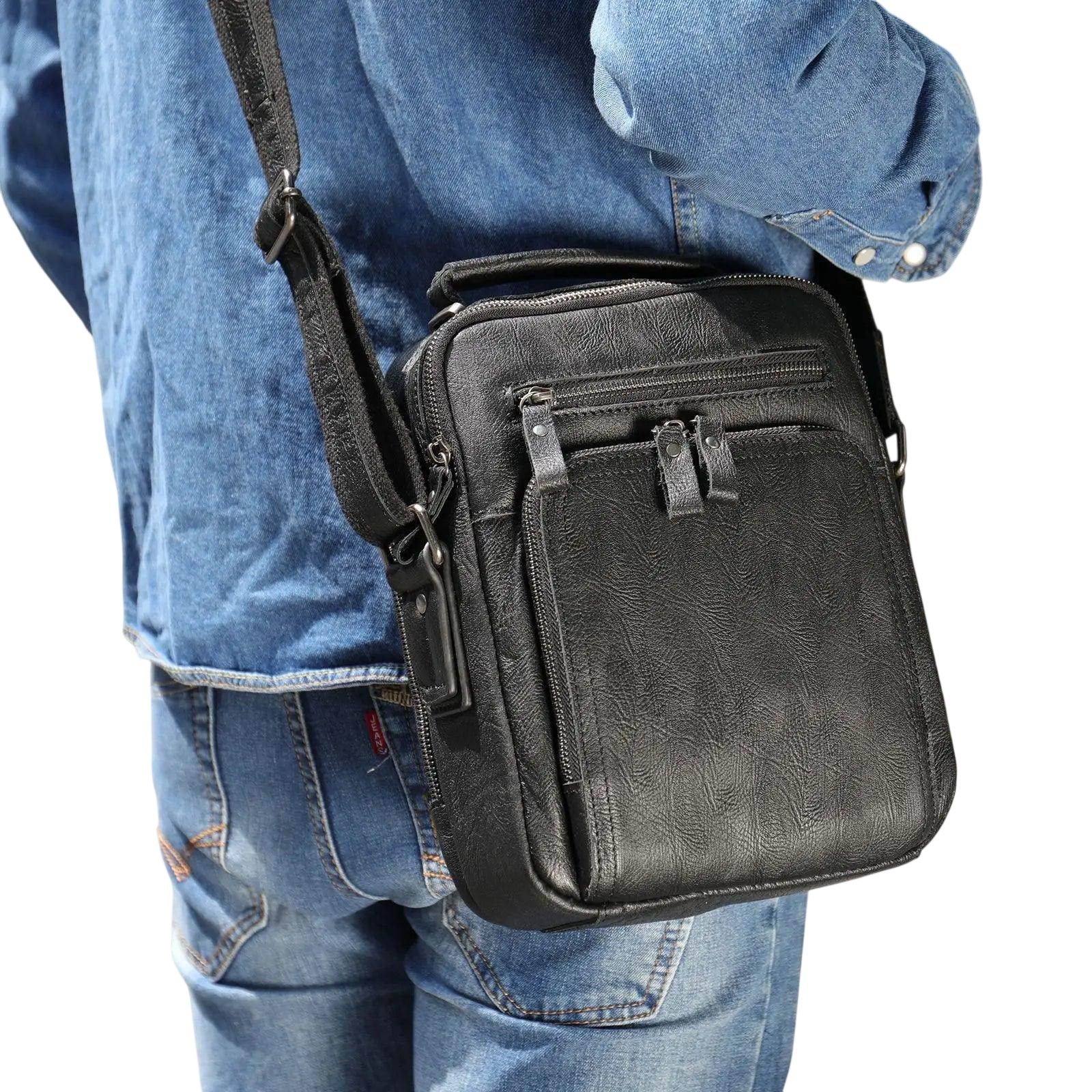 VacationGrabs Mens Retro Leather Shoulder Bag