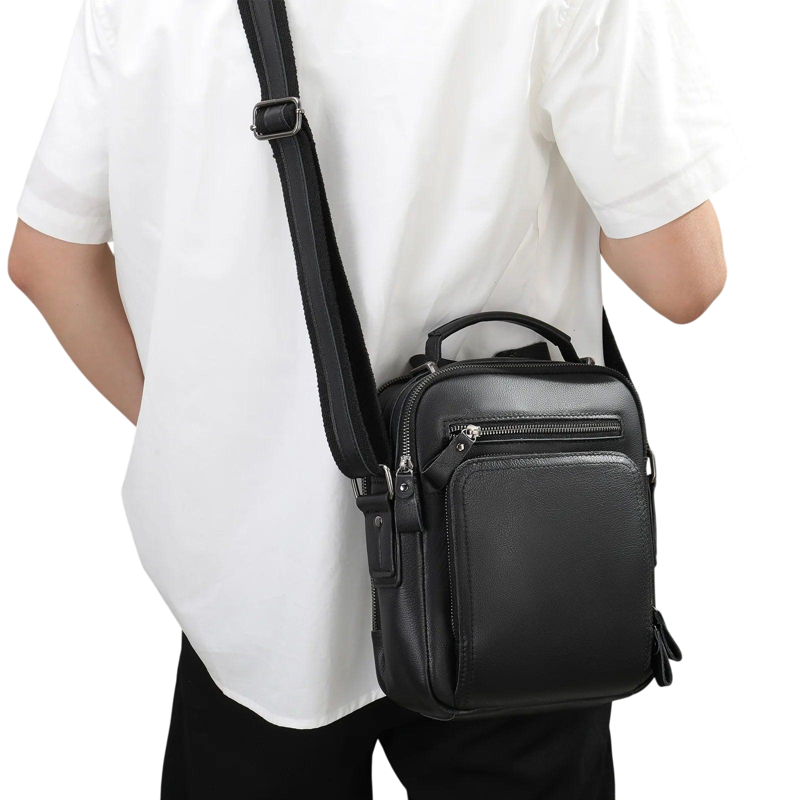VacationGrabs Mens Retro Leather Shoulder Bag