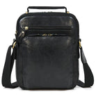 Mens retro leather shoulder bag by VacationGrabs with multiple zippered pockets and adjustable strap