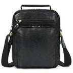 Mens retro leather shoulder bag by VacationGrabs with multiple zippered pockets and adjustable strap