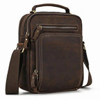 Mens retro leather shoulder bag from VacationGrabs with multiple zippered pockets and sturdy straps