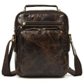 Mens retro leather shoulder bag with multiple pockets and a sturdy design for everyday use