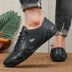 Men's black leather shoes, ideal for casual outings and comfort