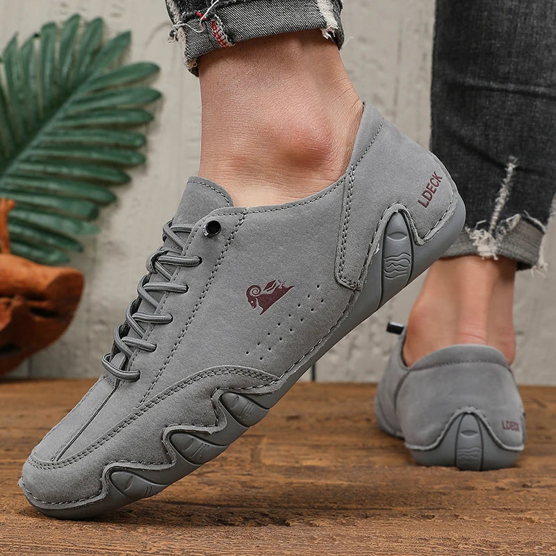 Gray men's shoes, casual style, suede material for everyday wear