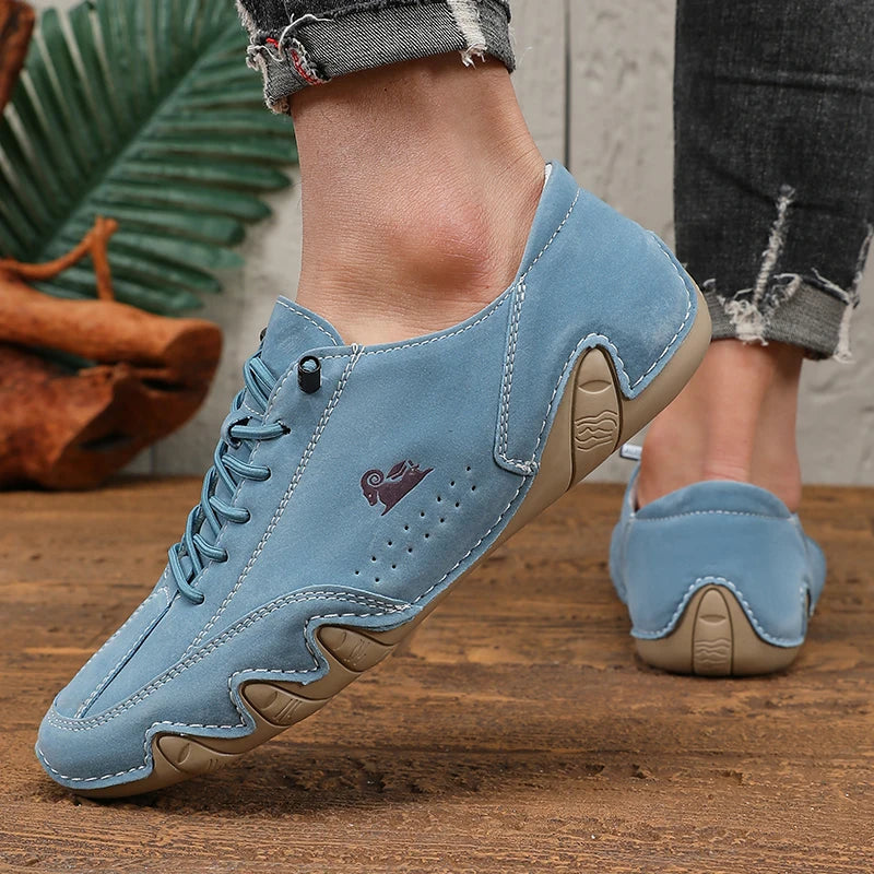 men's shoes in light blue suede, stylish and comfortable for casual wear