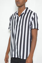 Men's Shirts Mens Short Sleeve Striped Button Down Print Shirt