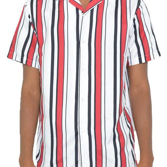 Men's Shirts Mens Short Sleeve Striped Button Down Shirt