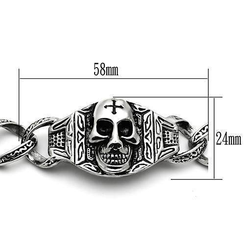 VacationGrabs men's skull bracelet high polished with detailed skull design and sturdy links