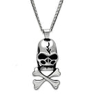 VacationGrabs men's skull pendant necklace with silver-tone finish and crossbones design