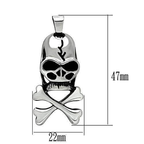 Men's skull pendant necklace featuring a striking skull design with crossbones for a bold statement