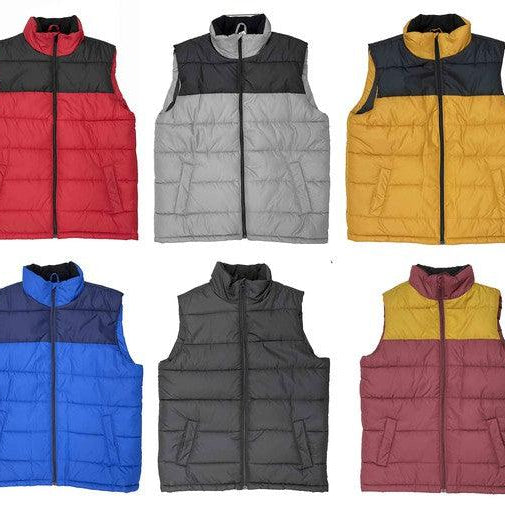 Men's Jackets Mens Sleeveless Padded Winter Two Tone Vests