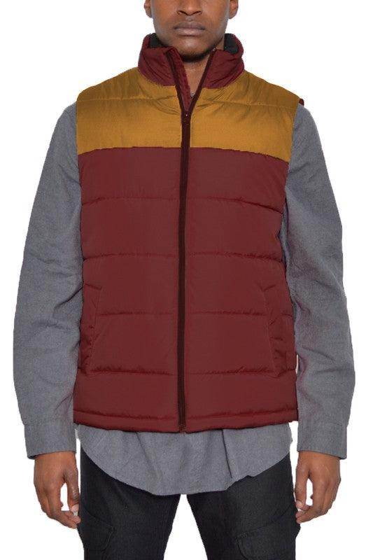 Mens Sleeveless Padded Winter Two Tone Vests - VacationGrabs
