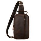 mens sling shoulder bag in brown leather for daily use