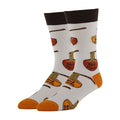 Men's socks, white with noodle print, casual wear