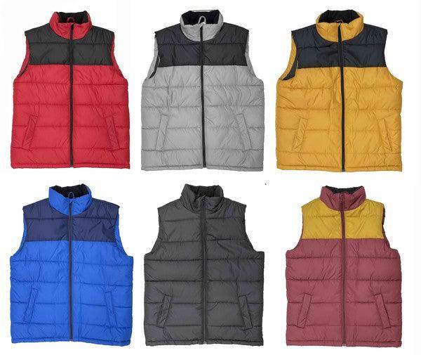 Mens Solid and Two Tone Padded Winter Vests - VacationGrabs