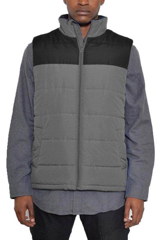 Mens Solid and Two Tone Padded Winter Vests - VacationGrabs