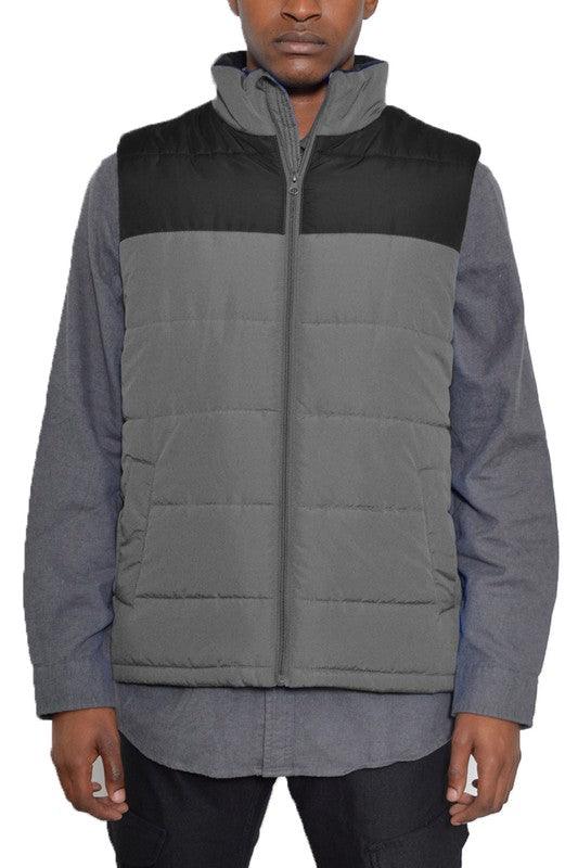Men's Jackets Mens Solid and Two Tone Padded Winter Vests