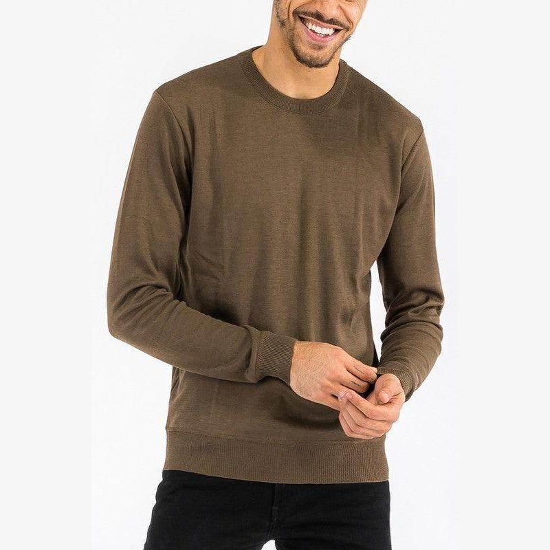 Mens Solid Color Round Neck Sweaters - VacationGrabs