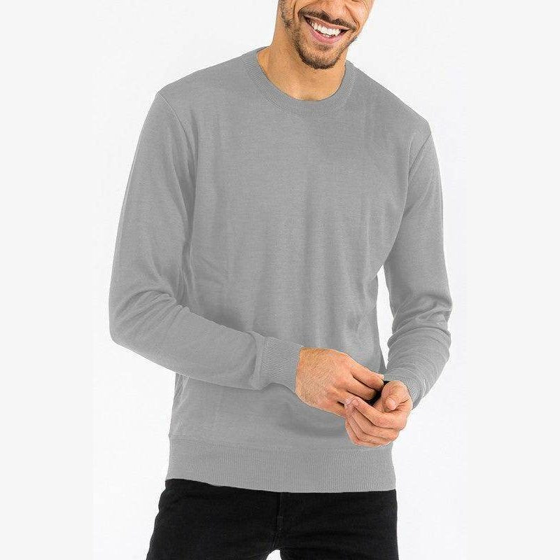 Mens Solid Color Round Neck Sweaters - VacationGrabs