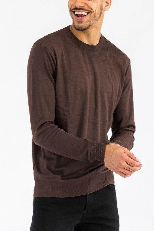 Mens Solid Color Round Neck Sweaters - VacationGrabs