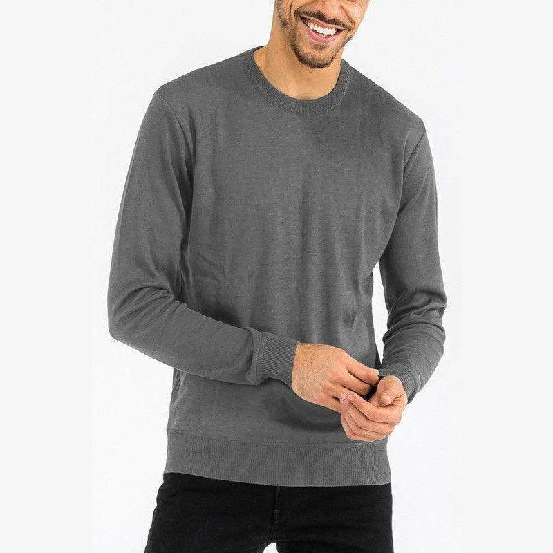 Mens Solid Color Round Neck Sweaters - VacationGrabs