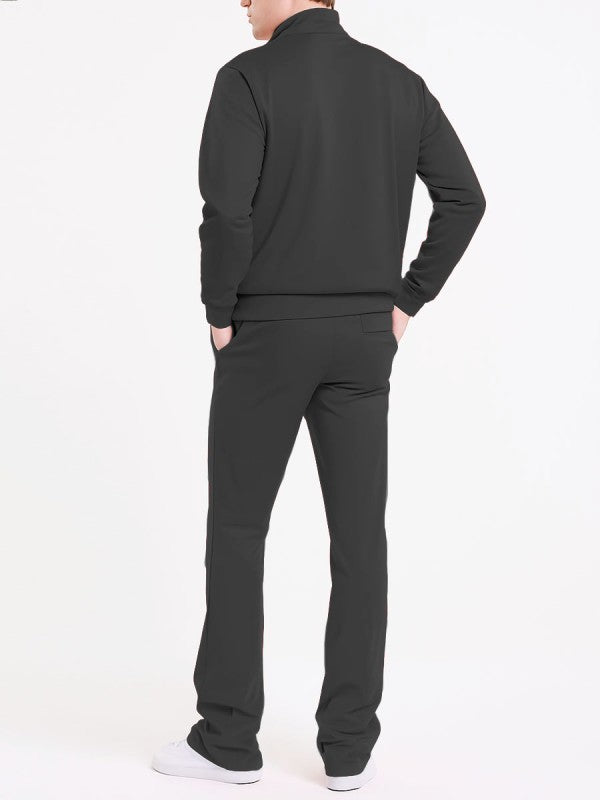Men's solid flare stacked set in dark grey, perfect for activewear
