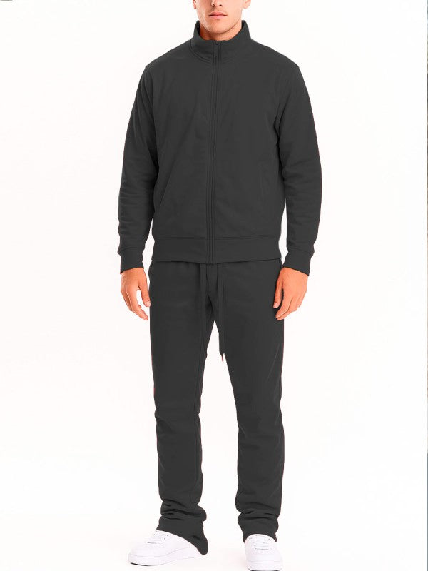Men's solid flare stacked set in black, perfect for activewear