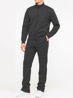 mens solid flare stacked set in black, perfect for casual workouts