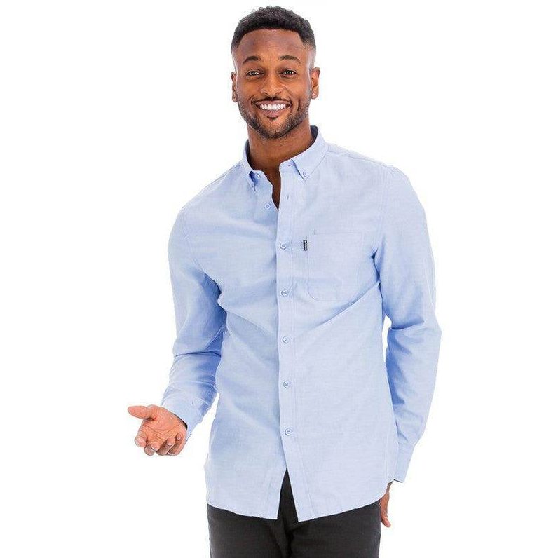 Mens Solid Long Sleeve Button Down - VacationGrabs