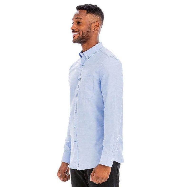 Mens Solid Long Sleeve Button Down - VacationGrabs
