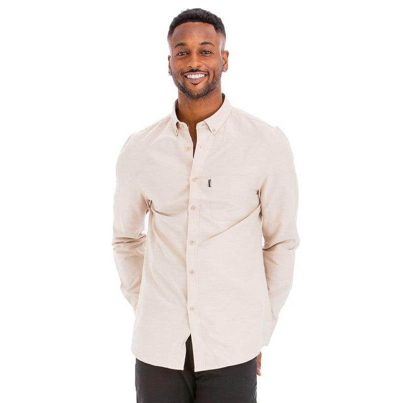 Mens Solid Long Sleeve Button Down - VacationGrabs