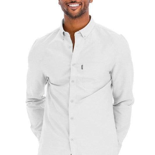 Men's Shirts Mens Solid Long Sleeve Button Down