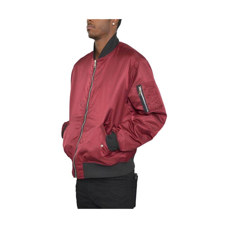 Mens Solid Padded Bomber Jacket Black Trim - VacationGrabs