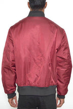 Mens Solid Padded Bomber Jacket Black Trim - VacationGrabs